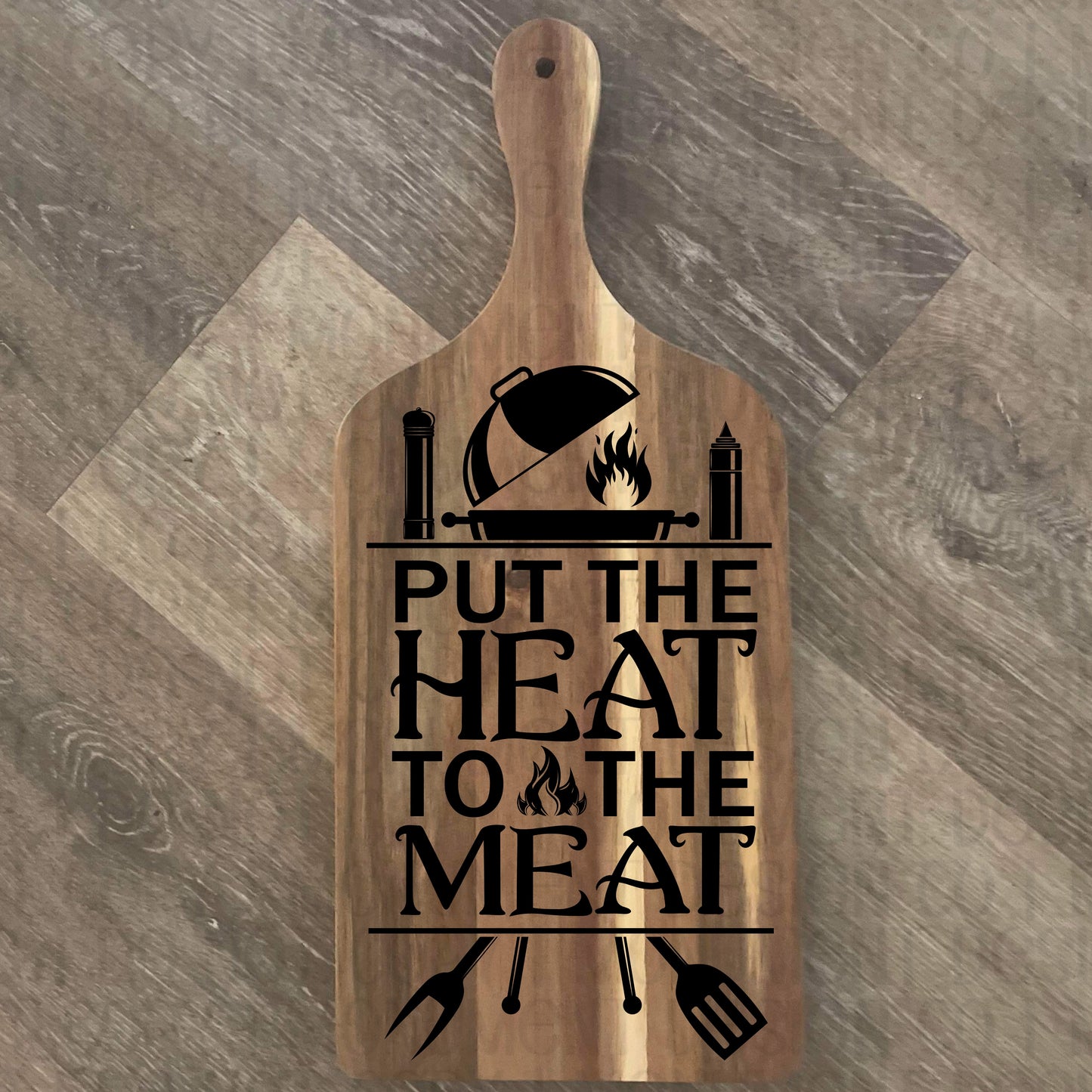 Put The Heat To The Meat Cutting Board
