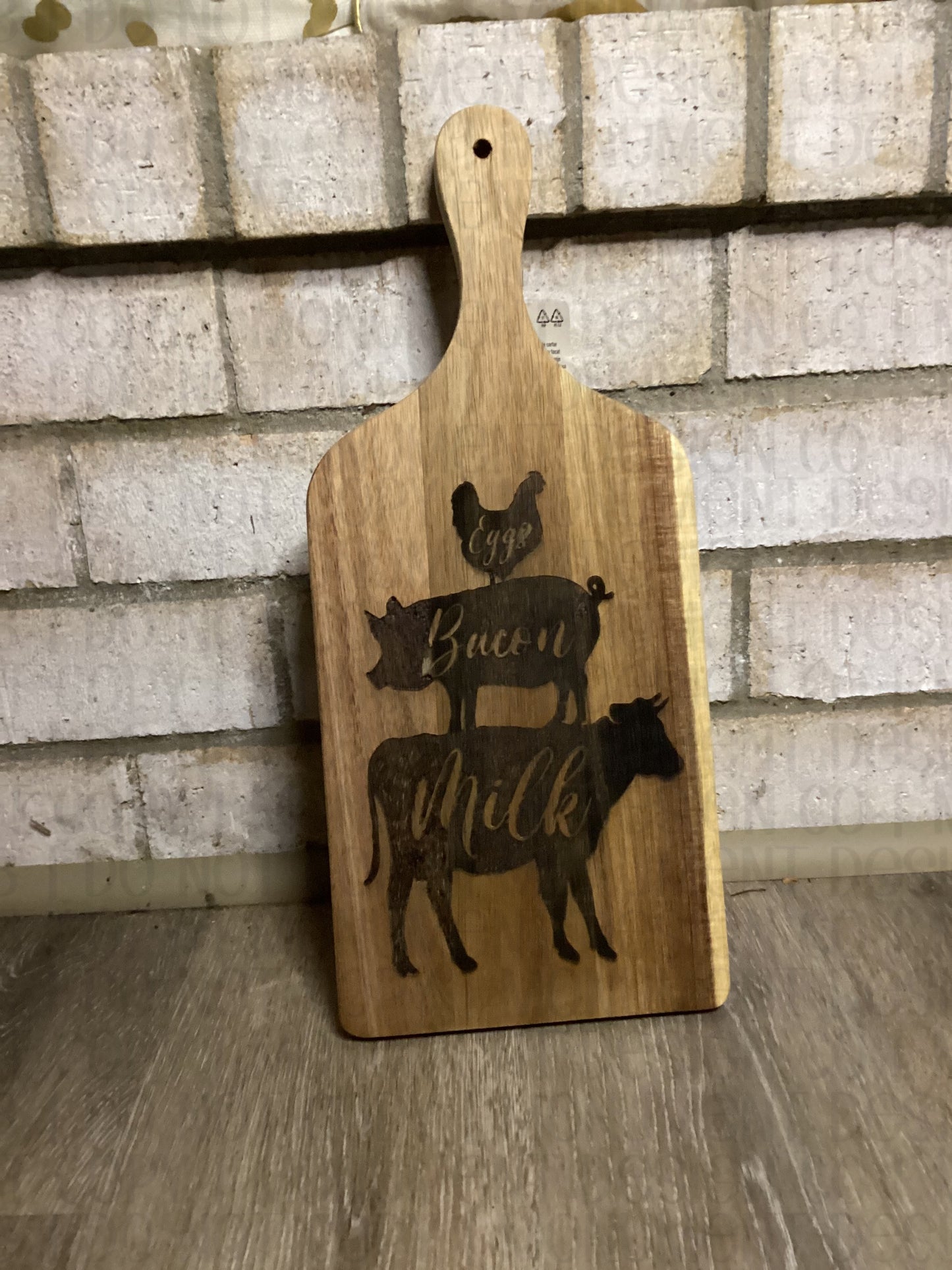 Eggs Bacon Milk Cutting Board