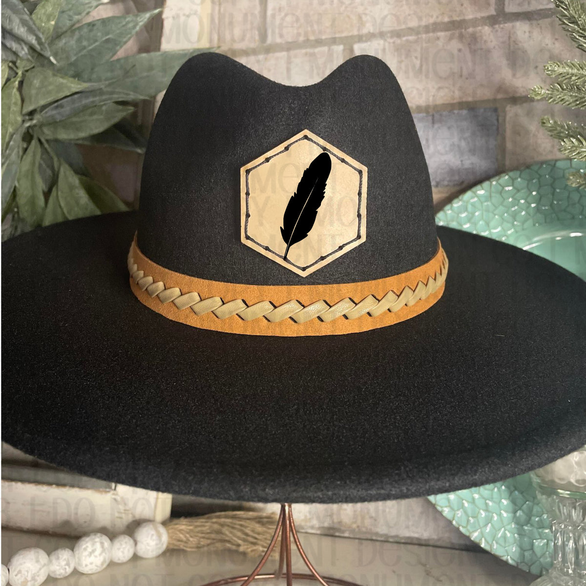 Hat Texas Felt  with Feather Trim (H049) Texas Hat Feather - Etsy main image 3